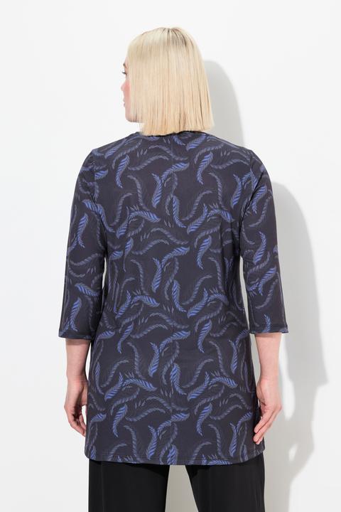 Actual product image Ulla Popken Matte Jersey Feather Print Tunic (56)
