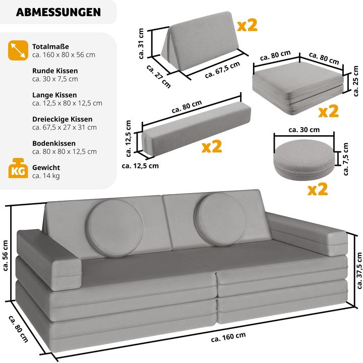 Actual product image tectake Play sofa Lilly, 8-piece, with sleeping function (Children sofa)