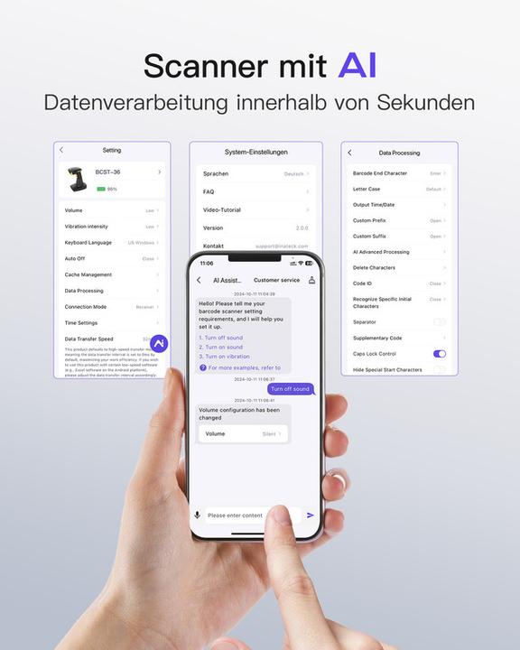 Immagine prodotto Inateck Barcodescanner 36 black (BCST-36 black) (Codici a barre 2D, Codici a barre 1D)