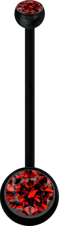 Produktbild Star Piercing Banane Schwangerschaft schwarz mit zwei Kugeln Kristall rot (ohne Messing, Kunststoff)