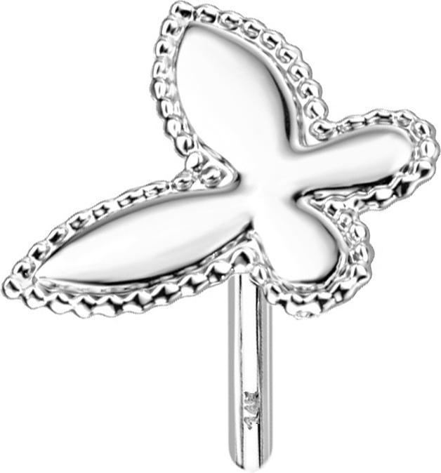 Produktbild Star Piercing Threadless 14k weissgold Schmetterling mit Kugelrand (ohne Messing, 14k Gold)