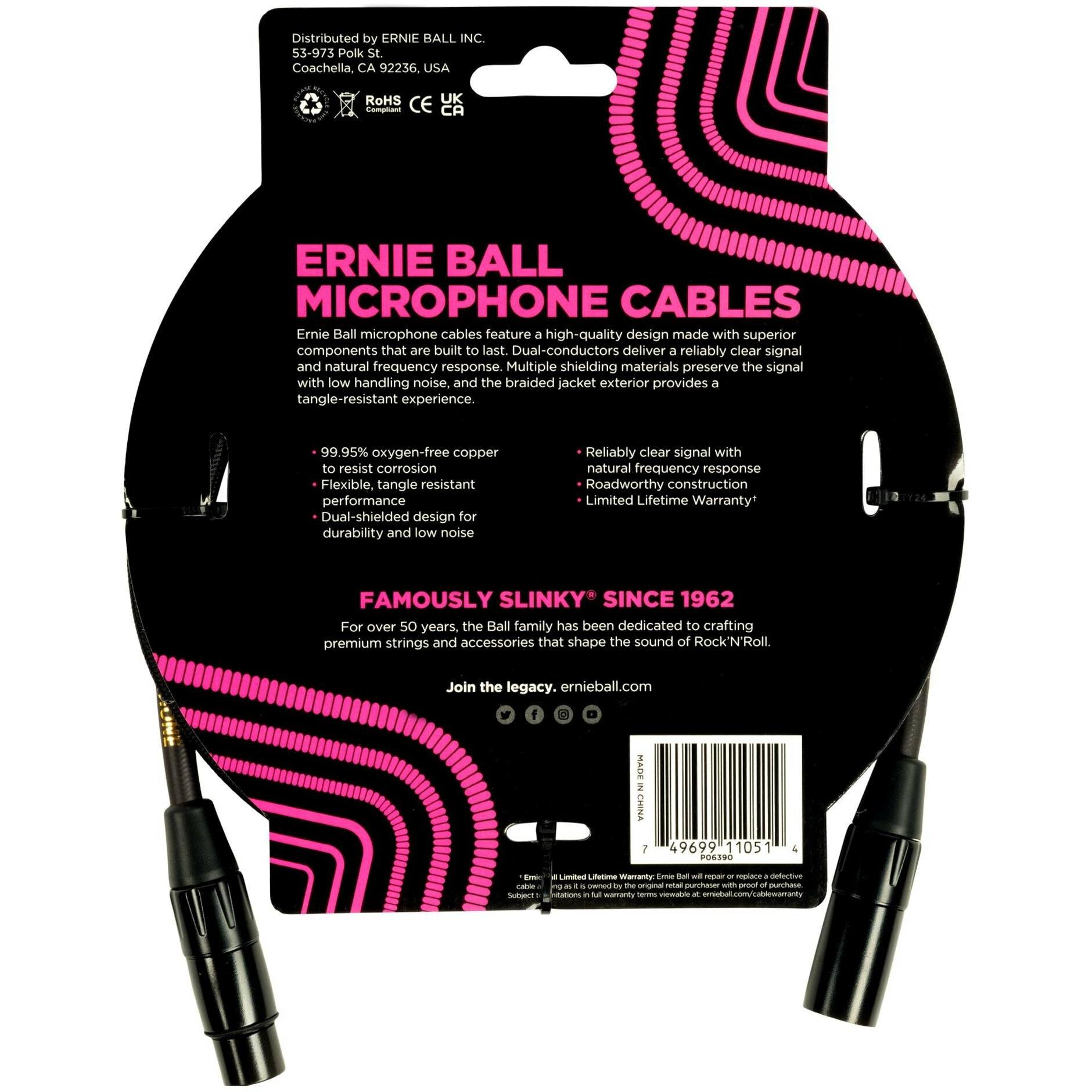 Thumbnail - Ernie Ball XLR-Kabel XLRm-XLRm 1.52 m, Schwarz, Länge: 1.52 m (1.52 m, XLR), Audio Kabel