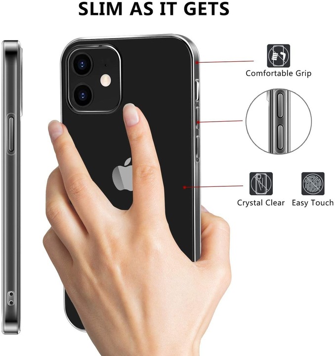 Produktbild König Design Apple iPhone 12 Mini durchsichtige Handyhülle Schutzcase Cover Etui Transparent (Apple iPhone 12 mini)