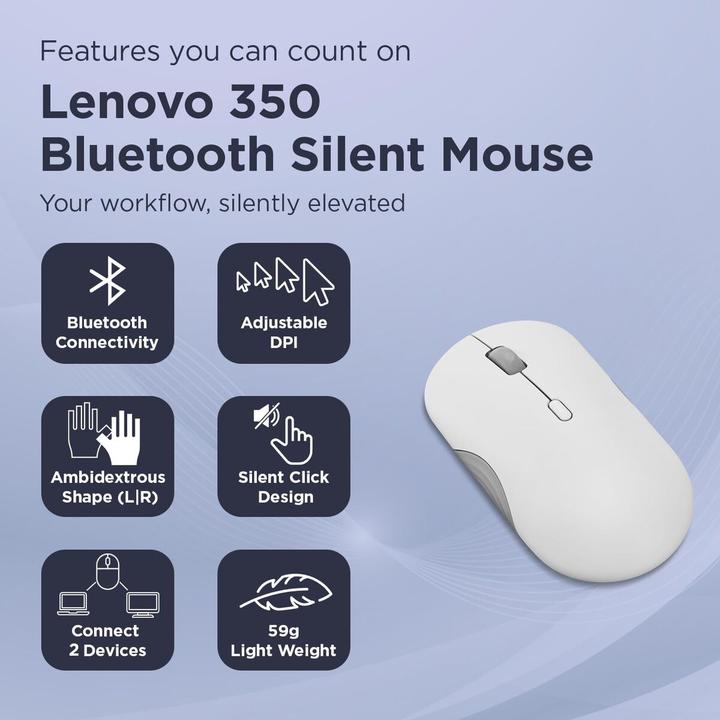 Produktbild Lenovo 350 Bluetooth Silent Mouse Cloud Grey (P) (Kabellos)
