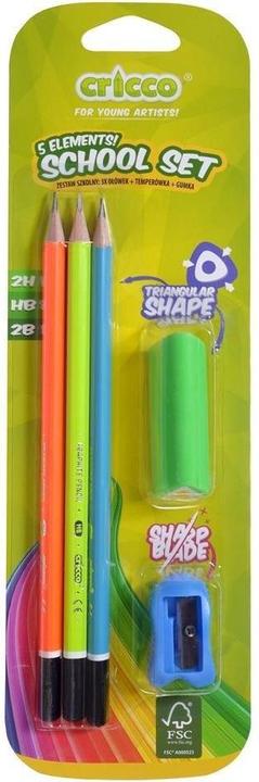 Cricco CRICCO-Bleistifte mit Radiergummi und Spitzer-Set (2B, 2H, HB)