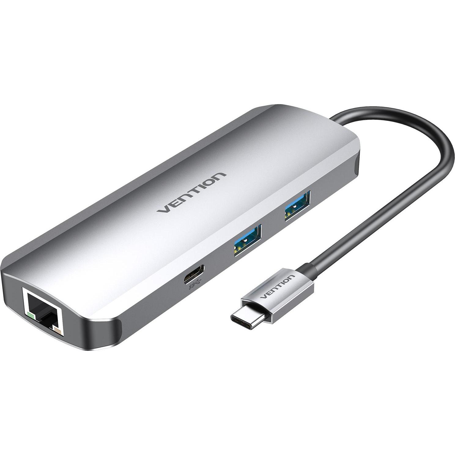 Vention Tomhb (USB-C, 9 Ports), Dockingstation + USB Hub, Silber