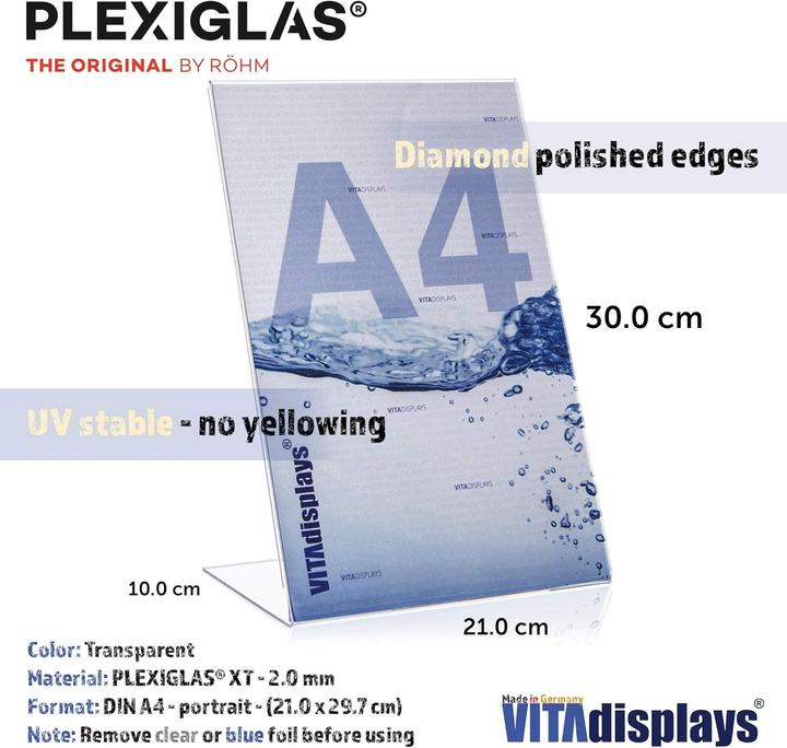 Actual product image VitaDisplays Plexiglas L Stand (A4)