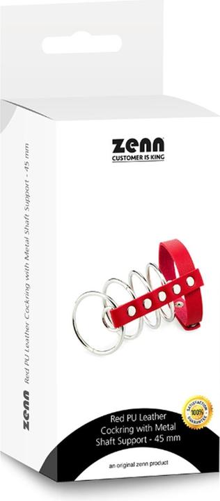 Image du produit Zenn Cockring en cuir PU rouge avec tige métallique (5 cm)