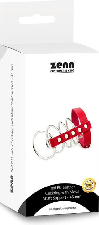 Produktbild Zenn Roter PU-Leder-Cockring mit Metallstütze (4.50 cm)