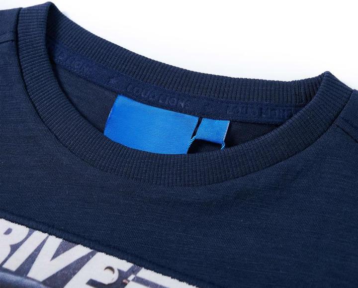 Immagine prodotto VidaXL Camicia da bambino a maniche lunghe blu navy melange 116,Materiale: 100 (116)