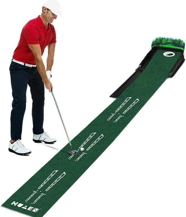 Immagine prodotto Huaen Golf Putting Matte mit Ballrücklauf – 259 cm Trainingsmatte