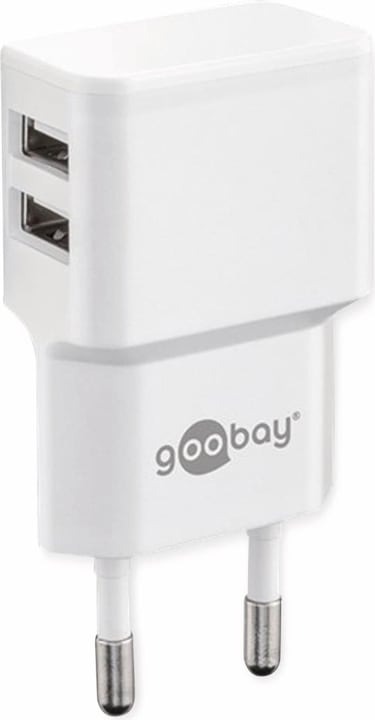 Immagine prodotto Goobay Caricabatterie doppio USB 2,4 A - Alimentatore USB con 2 uscite USB - bianco (12 W)