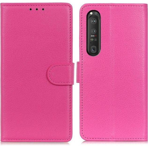 Thumbnail - MU Classic Litchi Leder Bookcover Series (Sony Xperia 1 III), Smartphone Hülle, Rosa