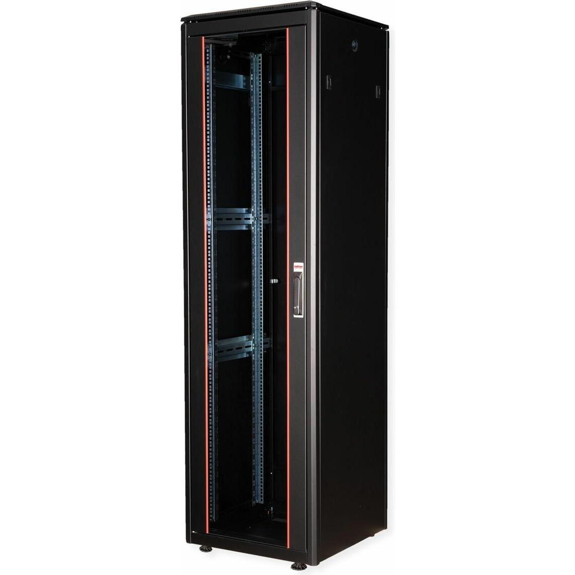 Roline 19-Zoll Netzwerkschrank Pro 42 HE (10.86 HE, 19 Zoll Rack), Serverschrank, Schwarz