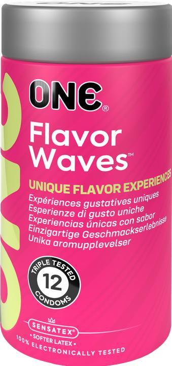 One Flavour Waves 12 condoms in 6 flavours, vegan, 53mm (12 pcs.)