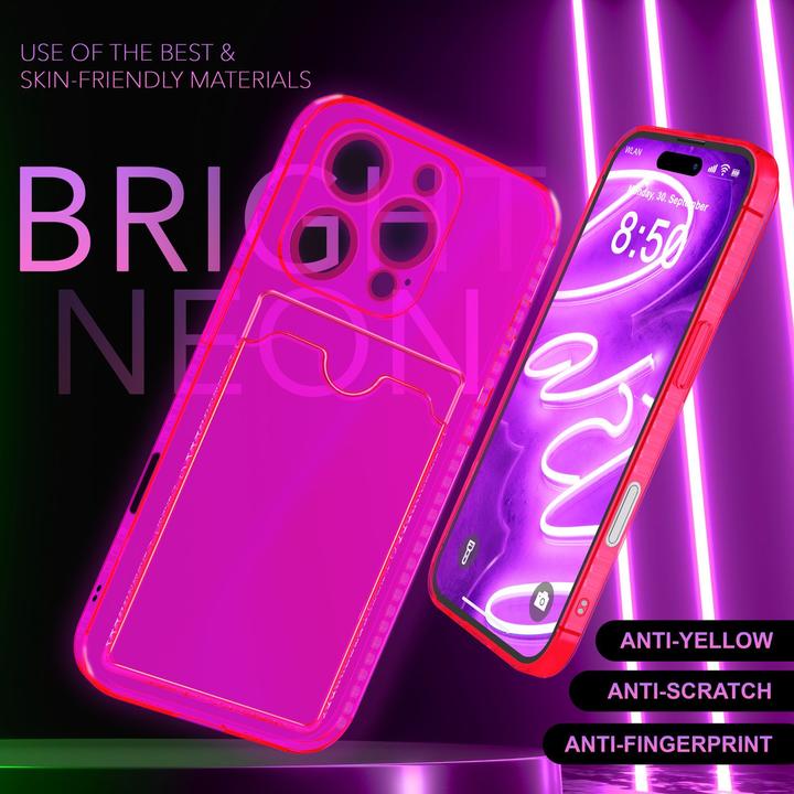 Immagine prodotto Nalia Portacarte trasparente in silicone trasparente al neon (Apple iPhone 16 Pro Max)