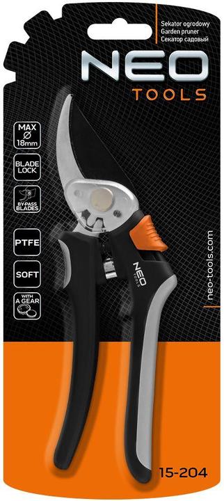 Image du produit Neo Tools 200mm bypass secators, range up to 18mm, with gear