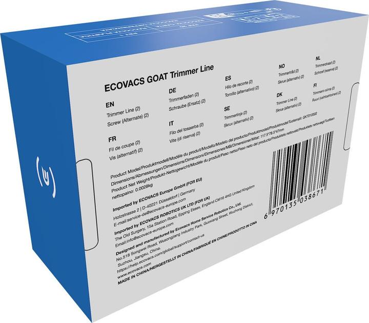 Produktbild Ecovacs Trimmerfaden für Goat O1200/A1600/A3000 LiDAR Pro (Mähroboter, Trimmerfaden + Fadenspule)
