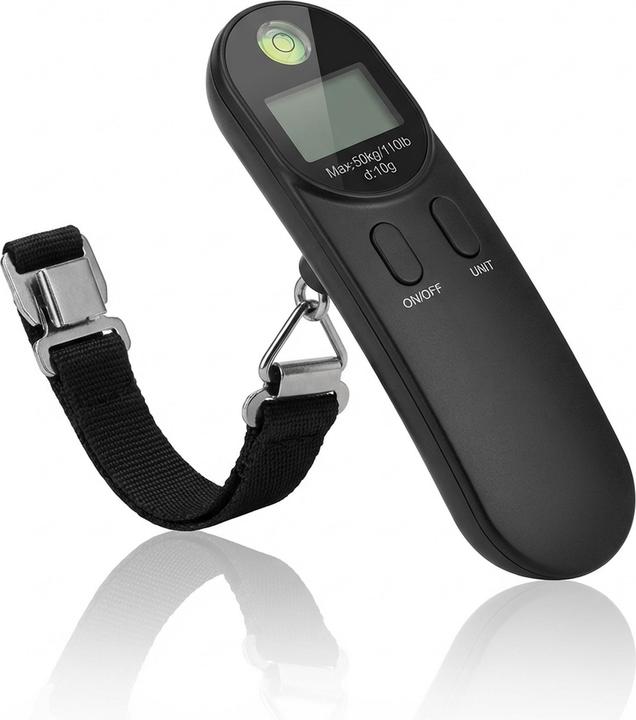 Bearware Kofferwaage digital, bis 50 kg, mit Wiegeband & Haken, für Reisen, Gepäckwaage mit Display, schwarz (Kofferwaage)