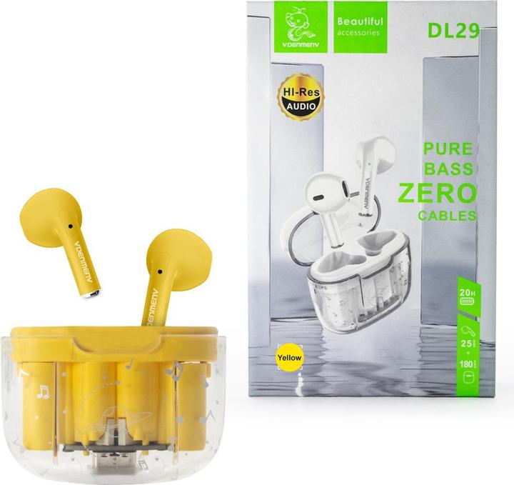 Image du produit Denmen Ohrhörer Gelbe Bluetooth-Kopfhörer Dl29 Tws