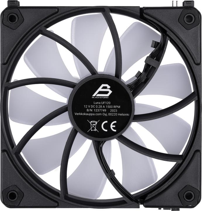 Actual product image Blackstorm Luna UF120 ARGB PWM Reverse Fan, black, 120 mm, 1 pc (120 mm, 1x)