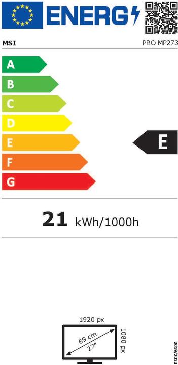Energie-Label MSI PRO MP273DE (1920 x 1080 Pixel, 27")
