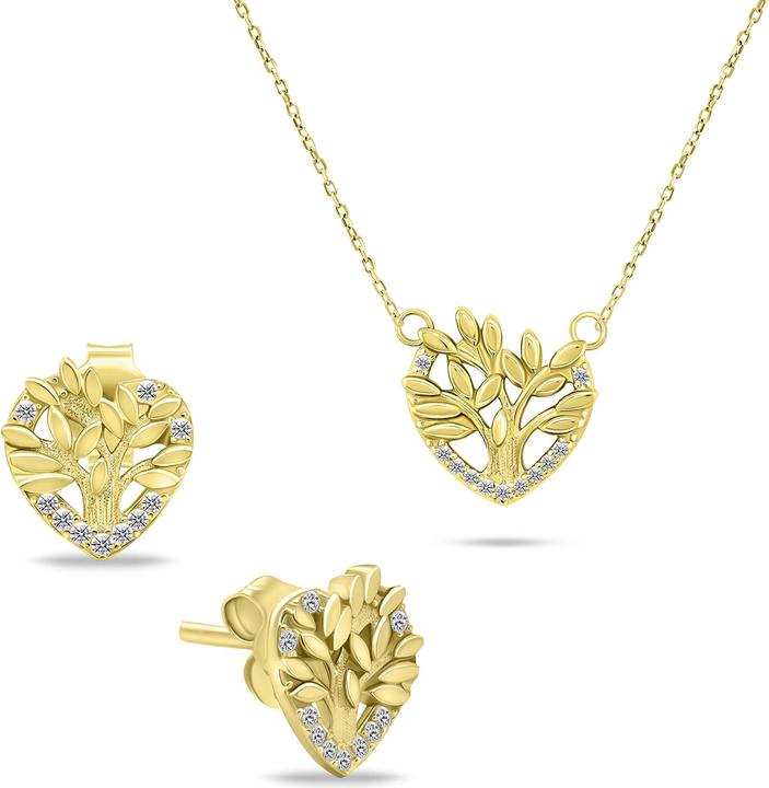 Immagine prodotto Brilio Silver - Decent Gold Plated Tree of Life Jewelry Set SET236Y (Necklace. Earrings)