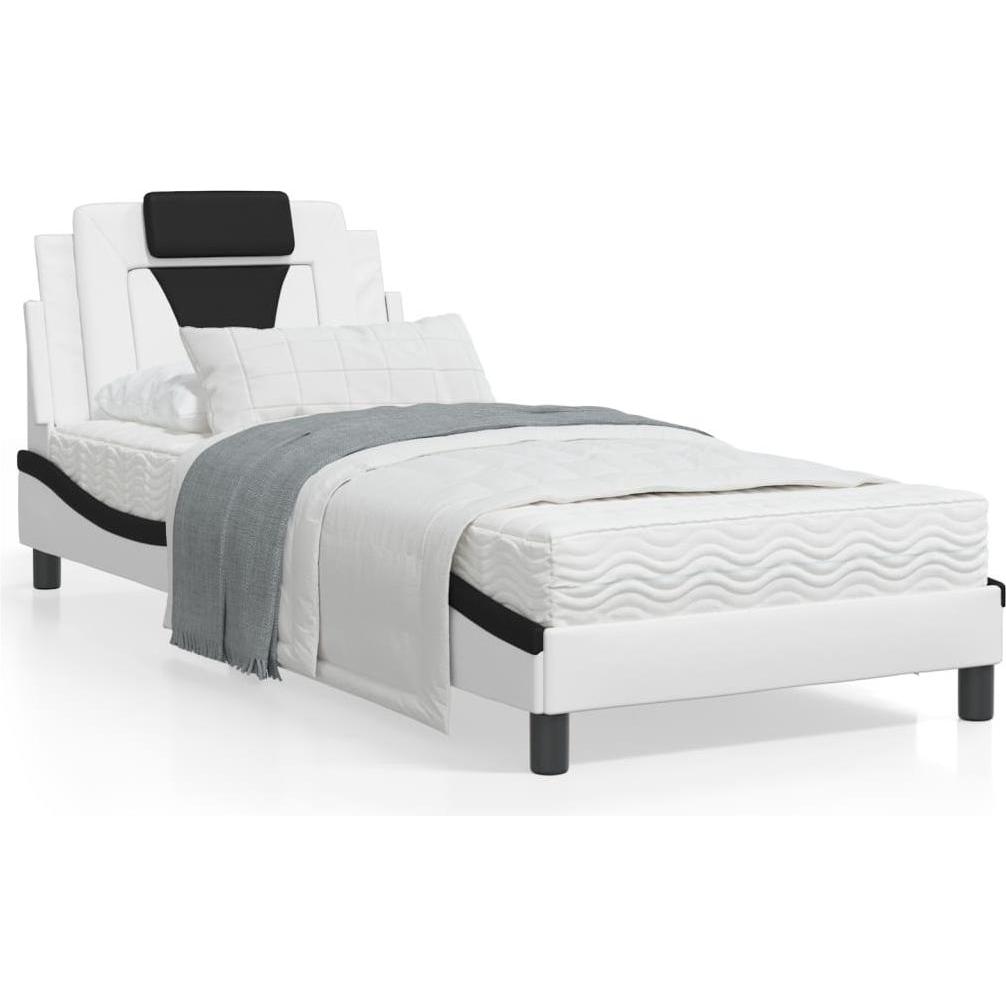 VidaXL, Bett, Bett mit Matratze 90 x 200 cm Kunstleder (90 x 200 cm)