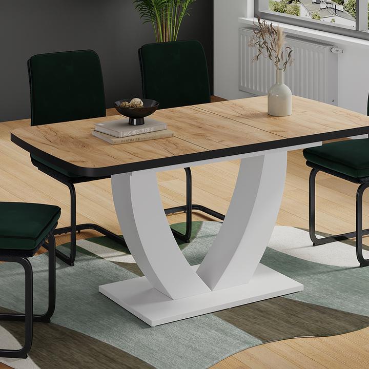 Produktbild Vicco Esstisch Fenaro, Goldkraft Eiche/Weiss/Weiss, 120 x 80 cm ausziehbar (120 x 80 x 77.40 cm)