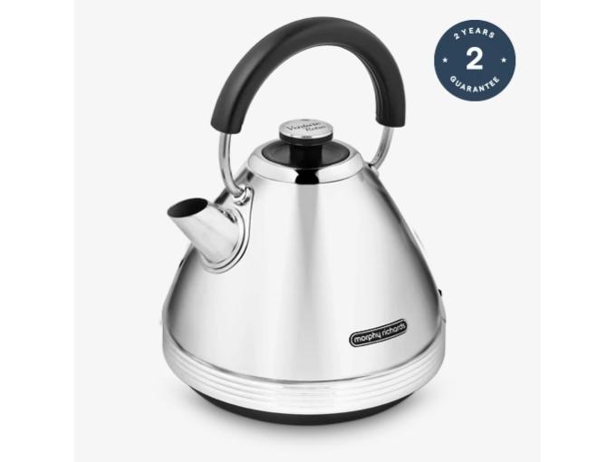 Produktbild Morphy Richards Venture Retro Pyramid, 1.5 L, 3000 W, Silver, Chrome, Stainless steel, Water level i (1.50 l)
