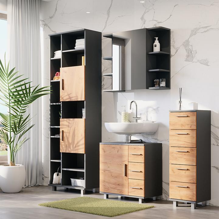 Produktbild Vicco Hochschrank Ilias, Anthrazit/Goldkraft Eiche, 60.2 x 190 cm