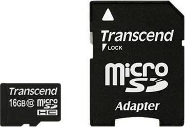 Actual product image Transcend microSDHC Card SDAdapter (16 GB, microSDHC, U1, UHS-I)