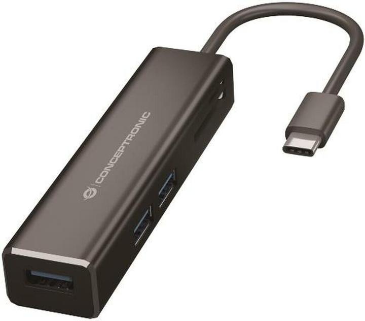 Produktbild Conceptronic DONN08B Schnittstellen-Hub USB 3.2 Gen 1 (3.1 Gen 1) Type-C 5000 Mbit/s Schwarz (USB-C, 3 Ports)