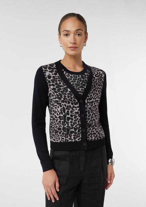 Produktbild Comma Strickjacke Cardigan im Materialmix mit Leo-Print (40)
