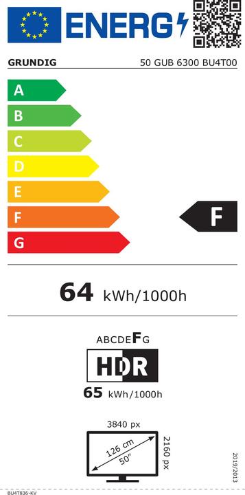 Energy Label Grundig 50 PDO 6300 (50", LED, 4K)