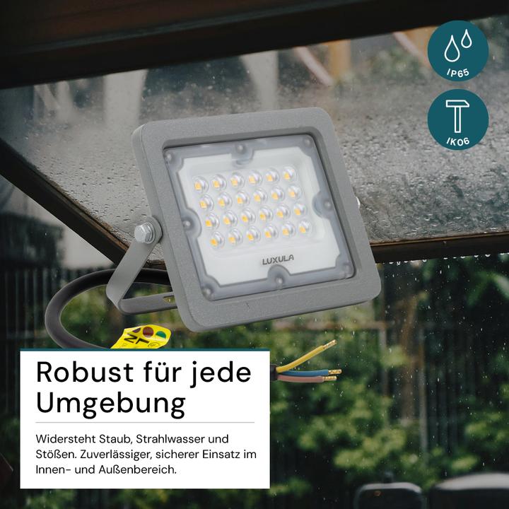 Produktbild Luxula LED-Fluter, EEK: F, 20W, 1800lm, 4000K, IP65, grau (1800 lm, IP65)