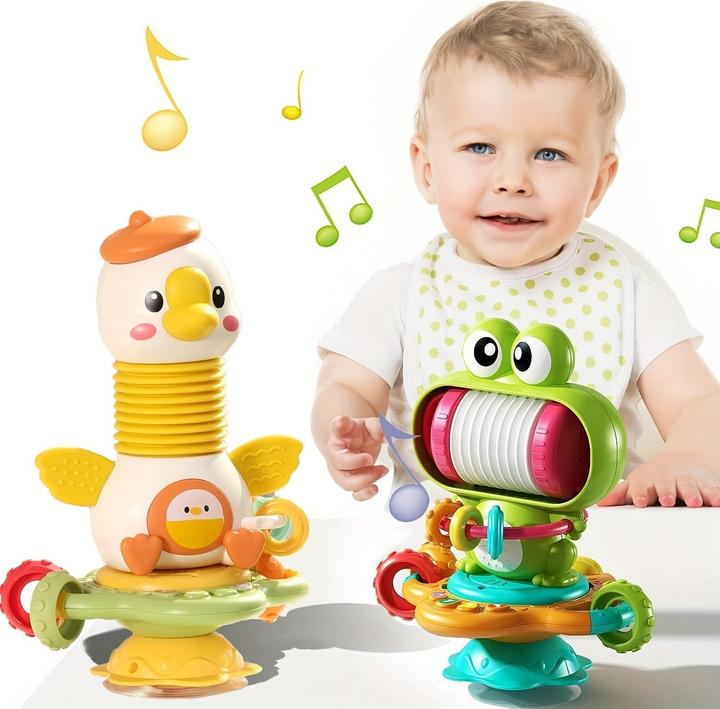 Produktbild Activity Board 2 in 1 Babyspielzeug, Hochstuhl Rassel Spielzeug mit Saugnapf für Babys, Musik Feinmotorik