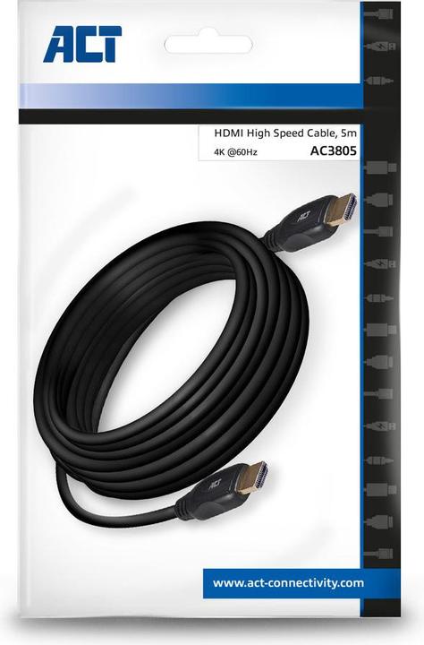 Produktbild ACT 5 meters HDMI High Speed video cable HDMI-A male - HDMI-A male (5 m, HDMI, 2.0)