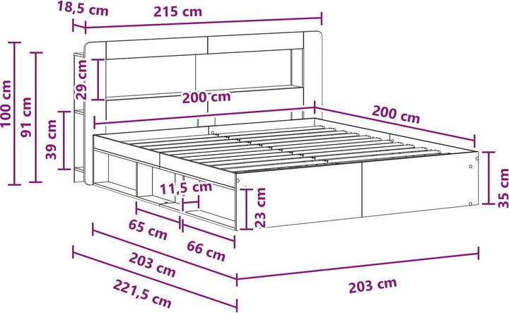 Produktbild vidaXL Bettrahmen (200 x 200 cm)