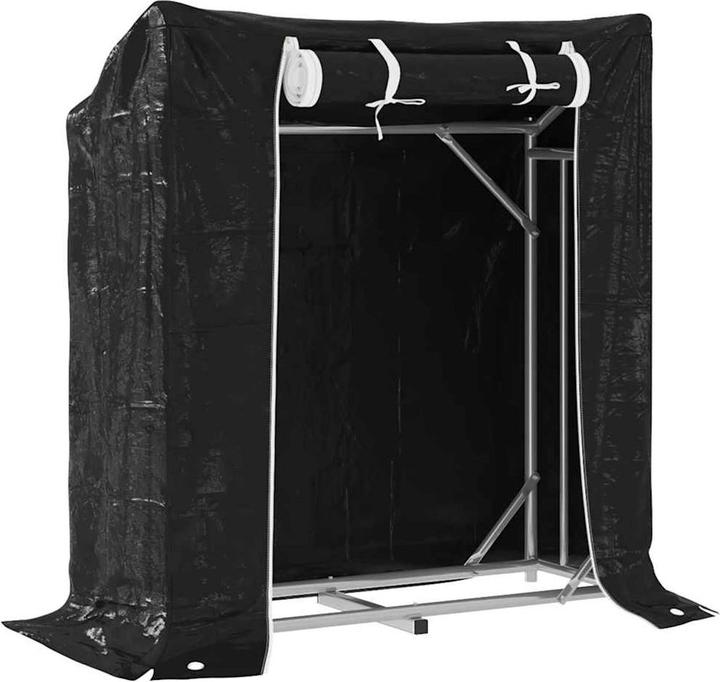 Productafbeelding vidaXL Brandhoutrek met regenhoes 100,5x40,5x110,5 cm Brandhoutrek