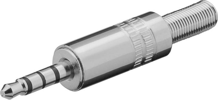 Image du produit Goobay Fiche jack, 3,5mm, 4 pôles, version métallique avec protection anti-pli, montage par soudure