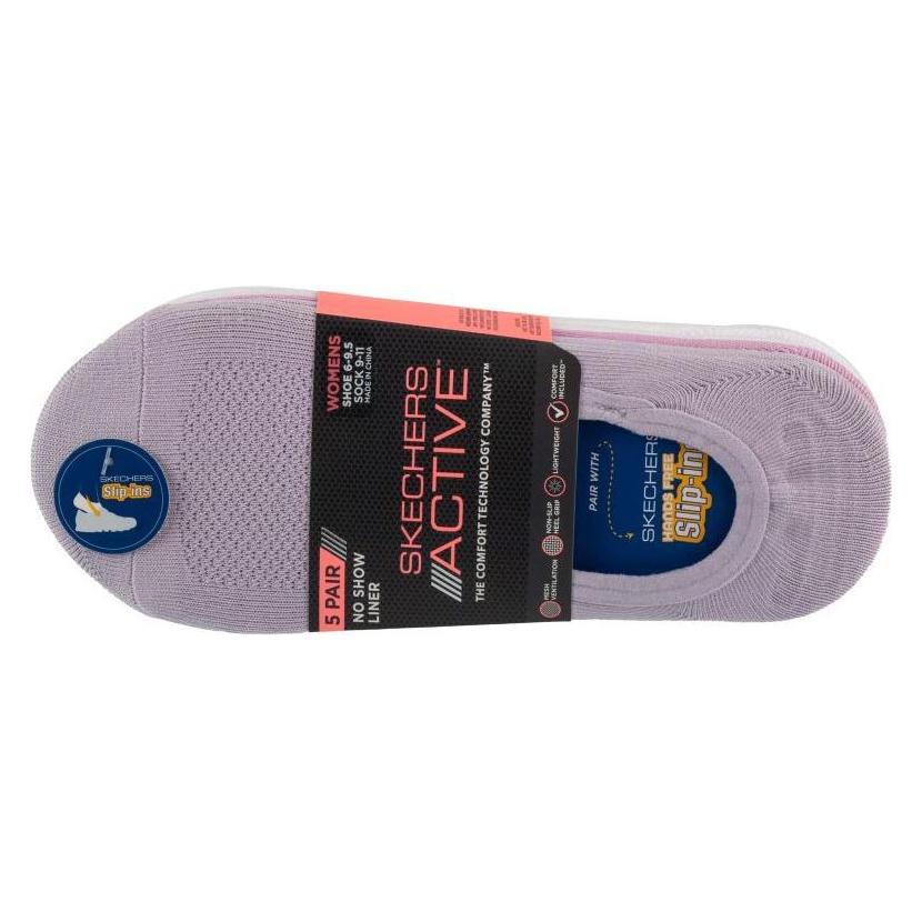 Skechers, Damen, Socken, 5er-Pack Mikrofaser-Innensocken, Lila, Violett, (5er Pack, 36 - 40)