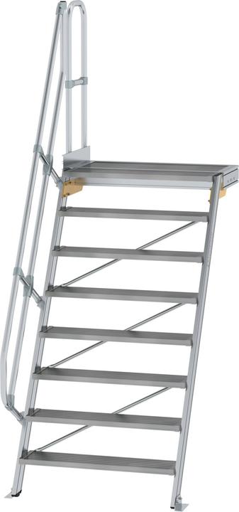 Produktbild Munk Treppe mit Plattform 60° Stufenbreite 1000 mm 8 Stufen Aluminium geriffelt (Gerüst, 100 cm)