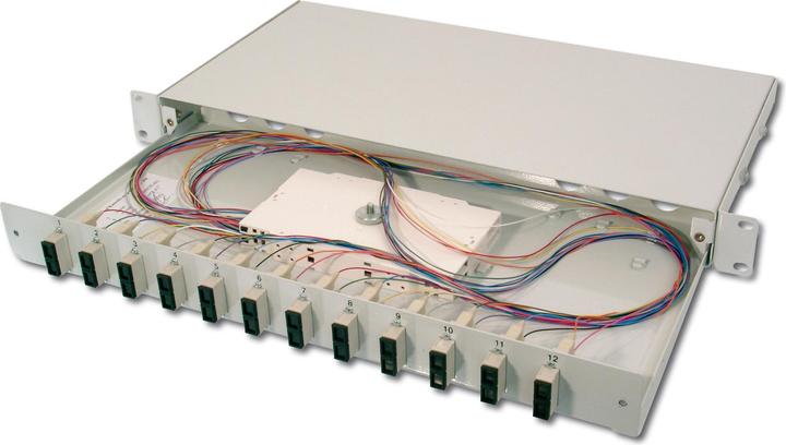 Produktbild Digitus Ausziehbare Glasfaser - Spleissbox 1U Equipped 6x SC duplex inkl. M 25 Schraube Spleisskassette F...