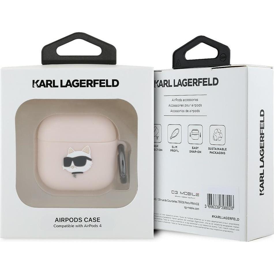 Thumbnail - Karl Lagerfeld KLA4RUNCHP AirPods 4 cover pink Silicone Choupette Head 3D (Kopfhörer Tasche), Kopfhörertasche + Schutzhü...