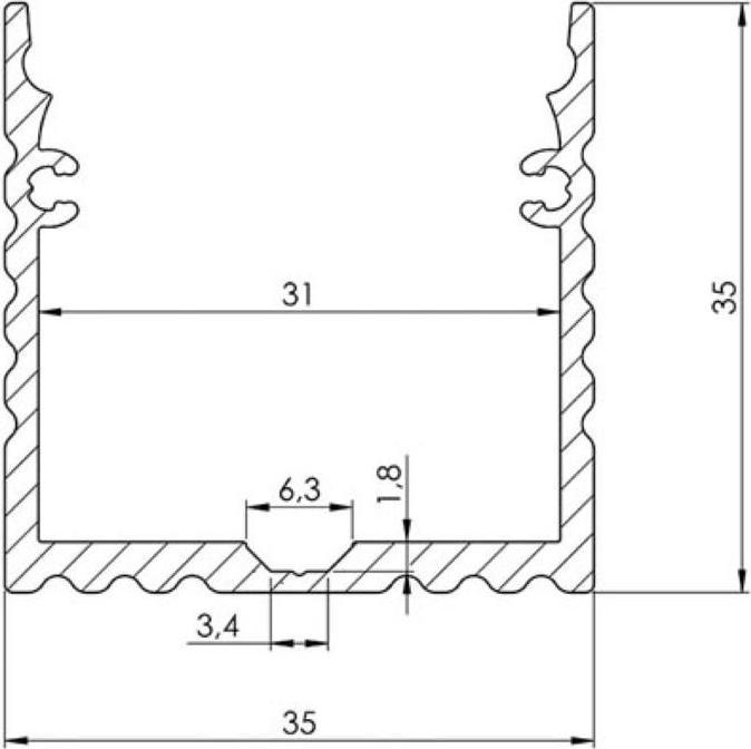 Image du produit LEDsON POWERLINE - PROFIL D'ALUMINIUM POUR BANDES DE DEL - LARGEUR 35 mm - ALUMINIUM ELOXIÉ - ARGENT - 2 m (200 cm)