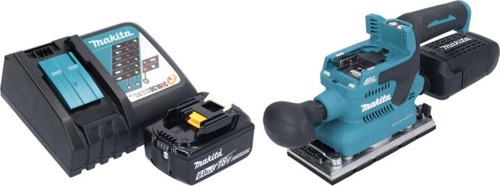 Produktbild Makita DBO 382 RG1 Akku Schwingschleifer 18 V 93 x 185 mm Brushless + 1x Akku 6,0 Ah + Ladegerät (Schwingschleifer, 200 W)