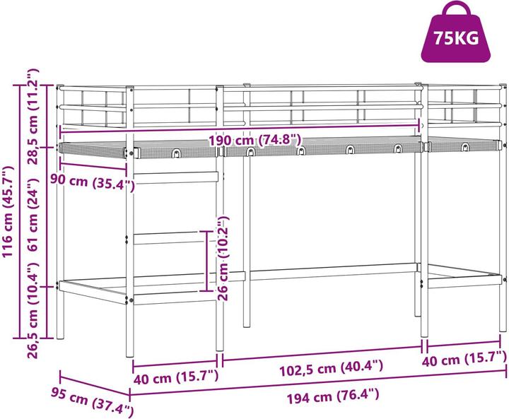 Produktbild vidaXL Loftbett für Kinder