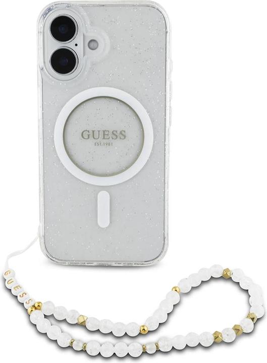 Actual product image Guess GUHMP16MHGCRELST iPhone 16 Plus 6.7" przeźroczysty/transparent hardcase IML Glitter With Pearl (Apple iPhone 16 Plus)