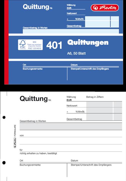 Produktbild Herlitz Quittungsblock A6 401 50Bl. (50 x)